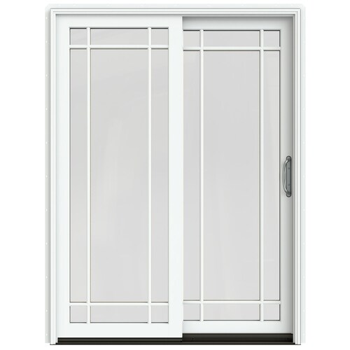 JELD-WEN 60-in x 80-in Simulated Divided Light White Clad-Wood Right ...