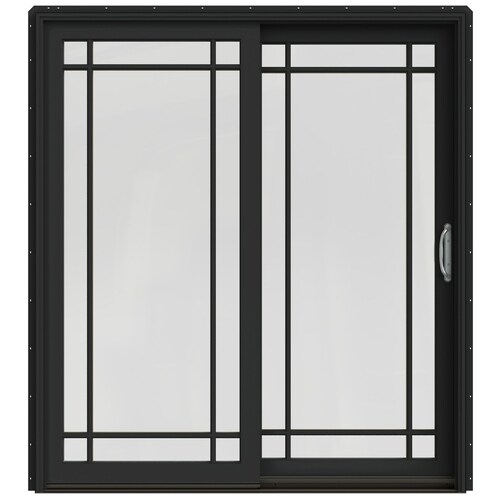 JELDWEN 72in x 80in Simulated Divided Light Bronze CladWood Right