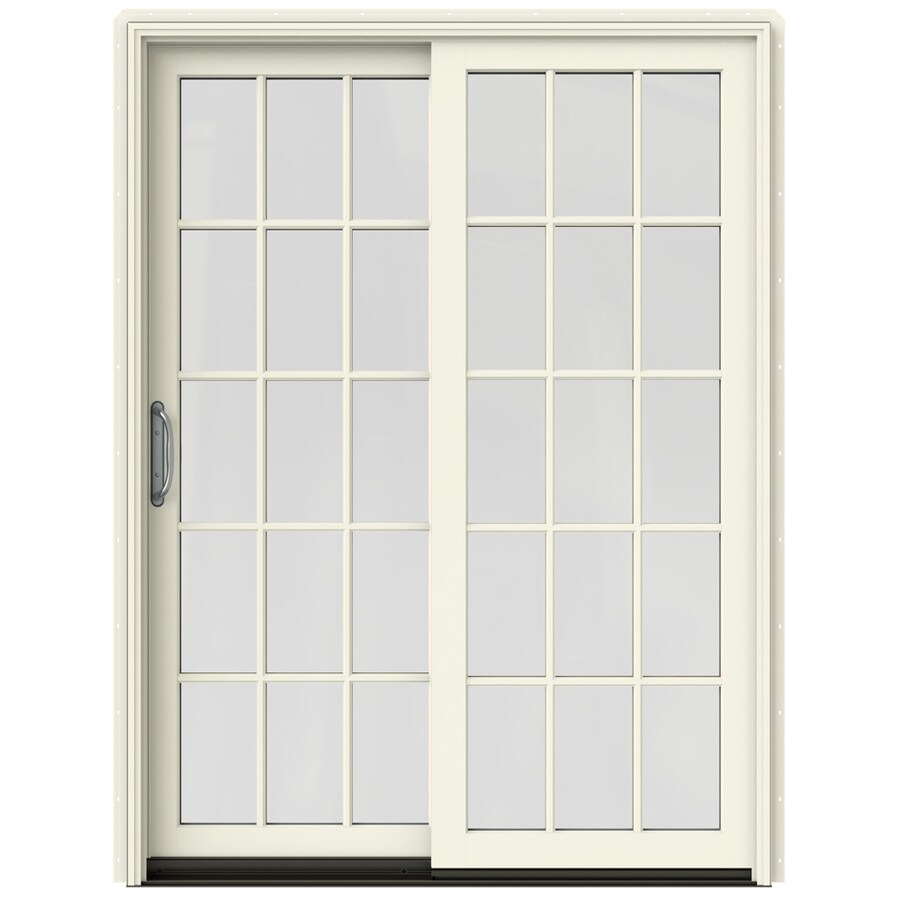 Jeld Wen Simulated Divided Light Clad Wood Left Hand Sliding Double Jeld Wen Simulated Divided Light Clad Wood Left Hand Sliding Double Door Patio With Screen Common 60 In X 80 Actual 59 25 79 5