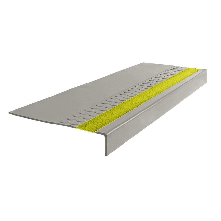 FLEXCO G5457504P025 Light Gray #575-54" Extra Heavy Duty Radial Rubber Stair Tread w/Yellow Grit Strip