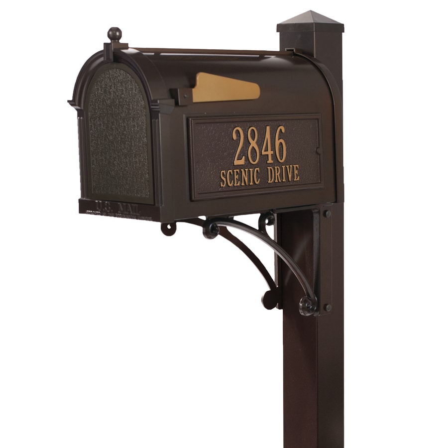 Whitehall 10 125 In W X 55 H Metal French Bronze Ground Mount Whitehall 10 125 In W X 55 H Metal French Bronze Ground Mount Mailbox With Post