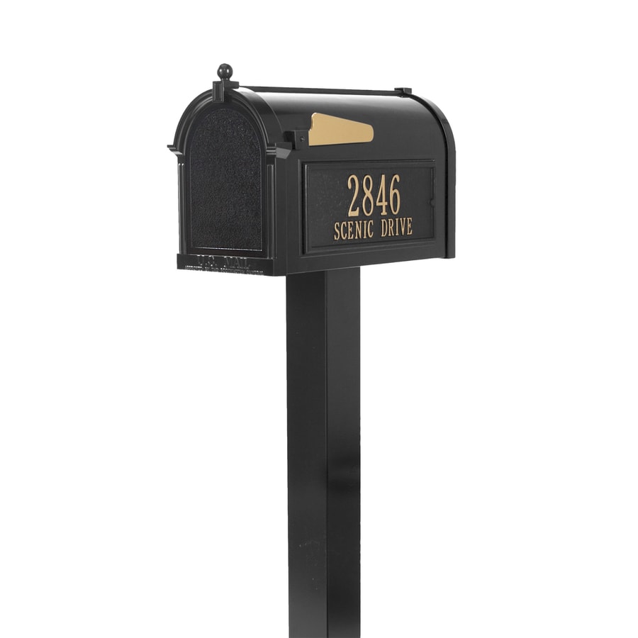 Whitehall 10.125-in W x 53-in H Metal Black Ground Mount Mailbox with ...