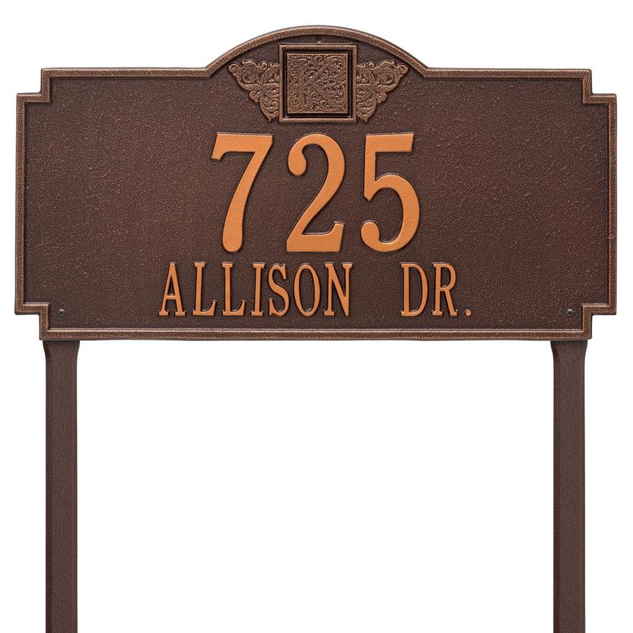 Whitehall Antique Copper Aluminum Address Plaque in the Outdoor Plaques