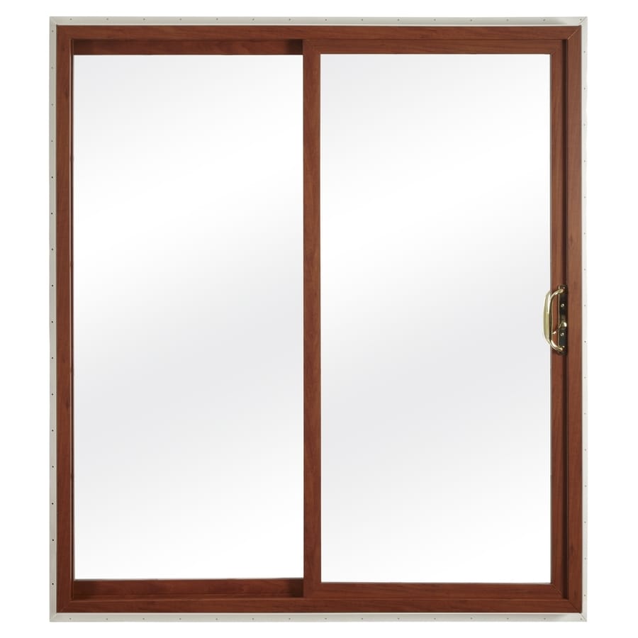 Shop ReliaBilt Cherry Laminated Interior White Vinyl Exterior Vinyl Sliding Patio Door With
