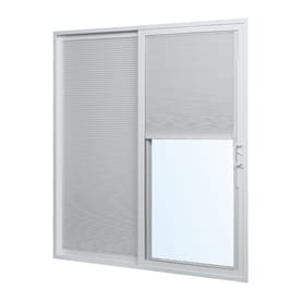 ReliaBilt Reliabilt Blinds Between The Glass White Vinyl Left-Hand Sliding Double Door Sliding Patio Door (Common: 72-in x 80-in; Actual: 70.75-in x 79.5-in)