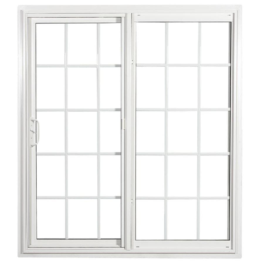 Grilles Between The Glass White Vinyl Universal Reversible Double Door Sliding Patio Door Common 72 In X 80 In Actual 70 75 In X 79 5 In