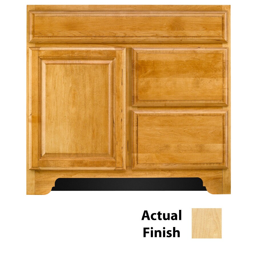 KraftMaid 30in Natural Bathroom Vanity in the Bathroom