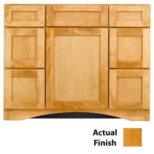 KraftMaid 42in Honey Spice Bathroom Vanity in the Bathroom