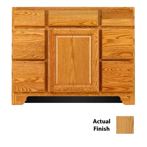 KraftMaid 42in Honey Spice Bathroom Vanity in the Bathroom