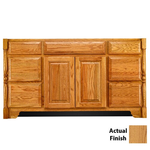 KraftMaid 60in Honey Spice Bathroom Vanity in the Bathroom