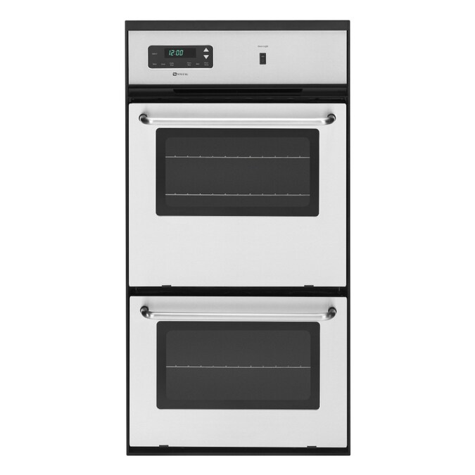 Maytag 24 Inch Stainless Steel Gas Double Built In Oven The Wall Ovens Department At Com - 24 Inch Gas Wall Ovens Used