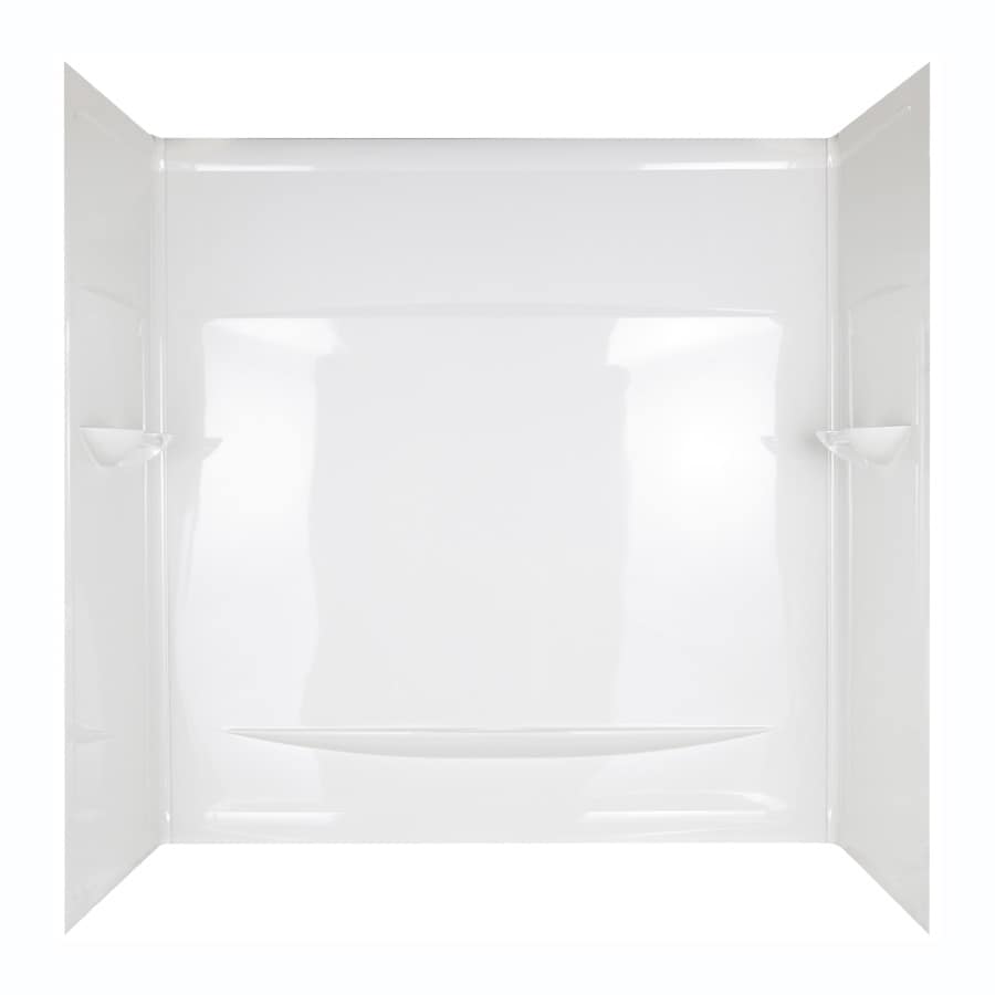 Aqua Glass 36970 Interlocking Seam 59-in W x 29-1/2-in D x 60-in H High Gloss White Polystyrene Bathtub Wall Surround