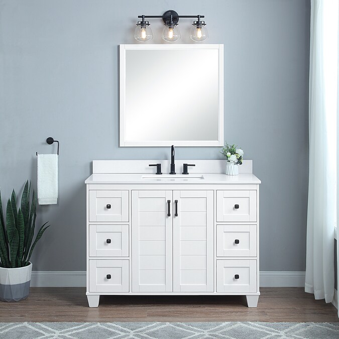 Foremost Rigsby 48-in White Undermount Single Sink Bathroom Vanity with ...