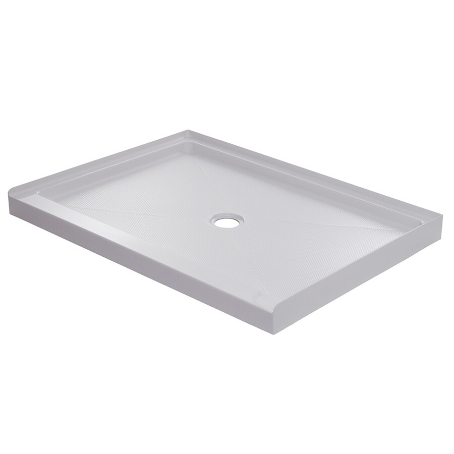 allen + roth 48 in x 34 in Shower Base Center Drain in Gloss White in