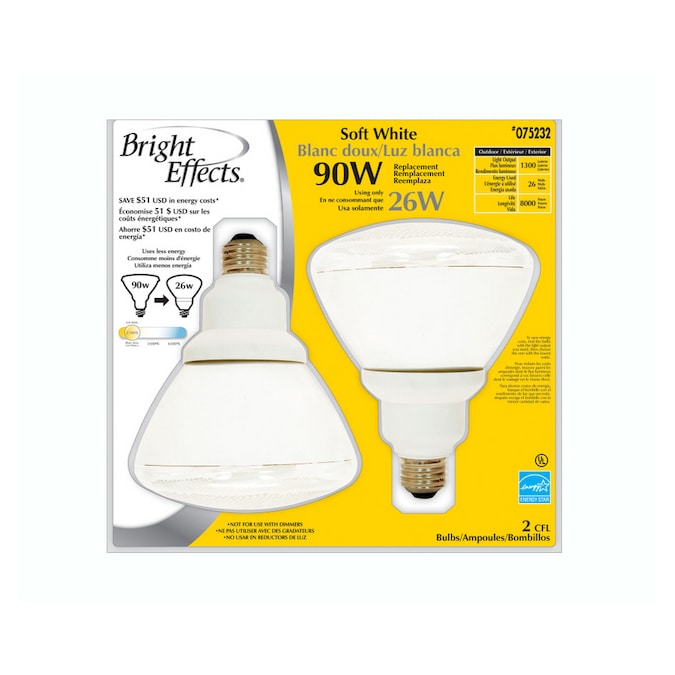 Bright Effects 2 Pack 90 Watt, Outdoor Cfl Flood Light Bulbs