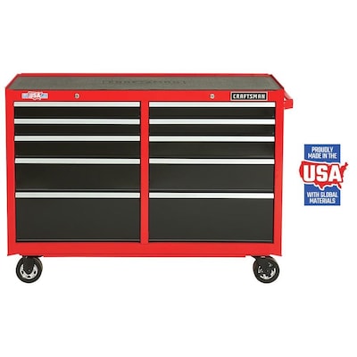CRAFTSMAN 2000 Series 52-in W x 37.5-in H 10-Drawer Steel Rolling Tool Cabinet (Red)