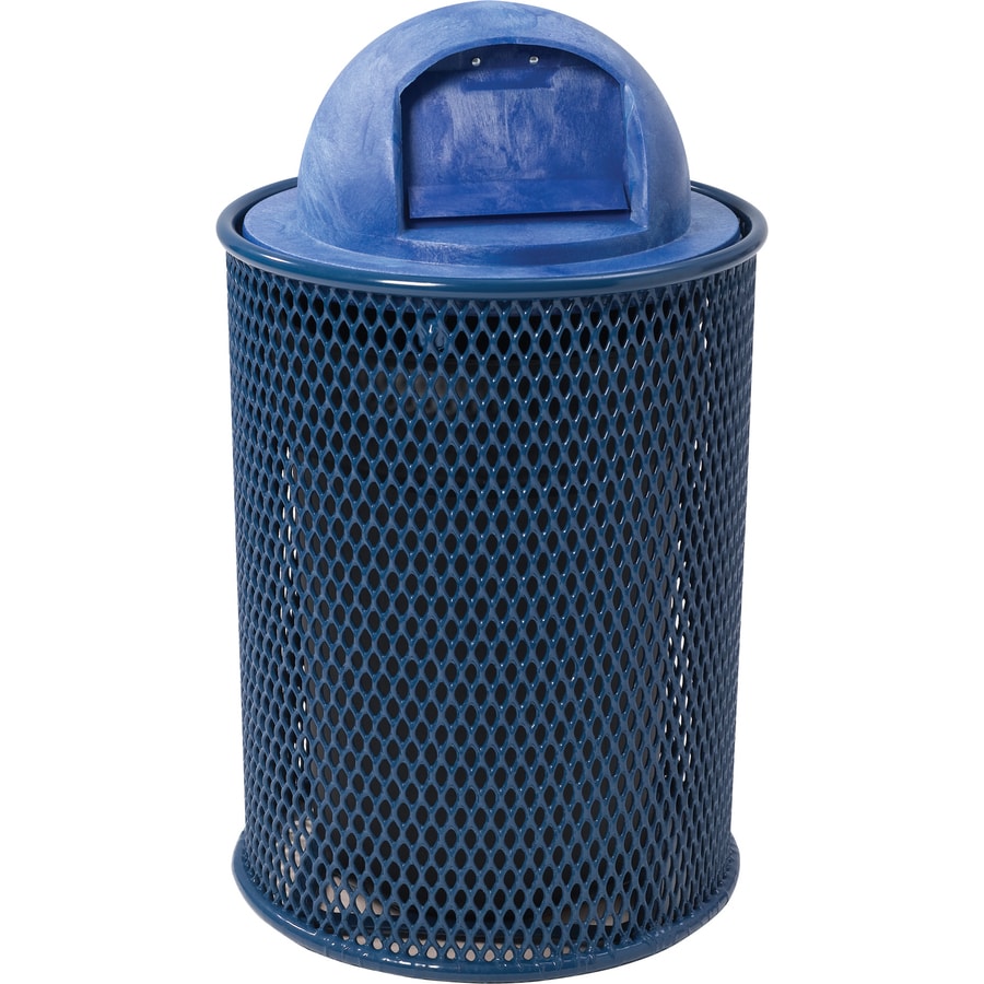 Sun Isle Park 32-Gallon Blue Metal Commercial/Residential Outdoor Trash ...