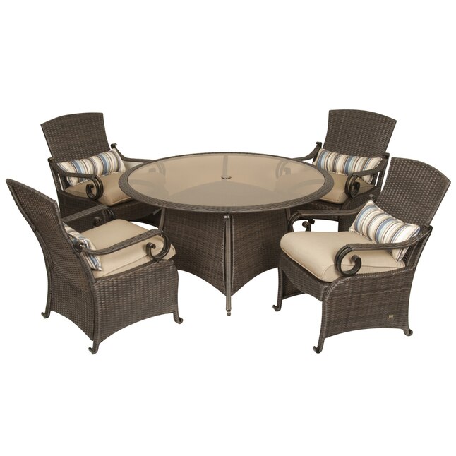 La Z Boy Outdoor Lake Como 5 Piece Brown Patio Dining Set With Tan Sunsharp Cushions In The Sets Department At Com - Lay Z Boy Patio Sets