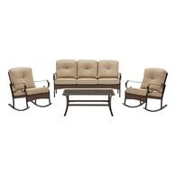Patio Furniture At Lowes Garden Treasures Arbington 4 Piece Steel Frame Patio Conversation Set With Tan Cushions