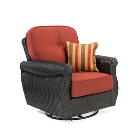 La Z Boy Outdoor Patio Chairs At Lowes La Z Boy Outdoor Breckenridge Woven Aluminum Swivel Rocking Chair With Meredian Brick Red
