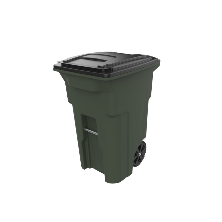 Shop Toter 64-Gallon Standard Green Plastic Wheeled Trash Can with Lid ...