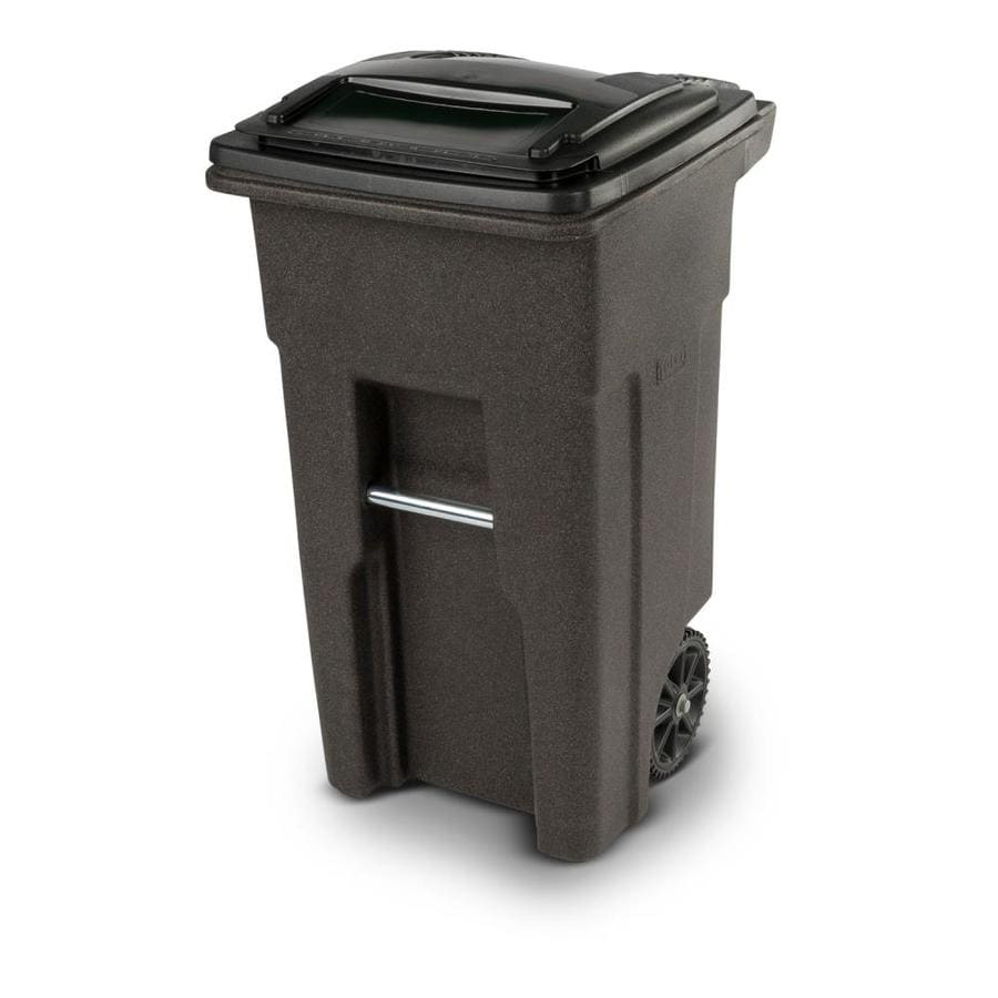 Toter 32Gallon Brownstone Plastic Outdoor Wheeled Trash Can with Lid