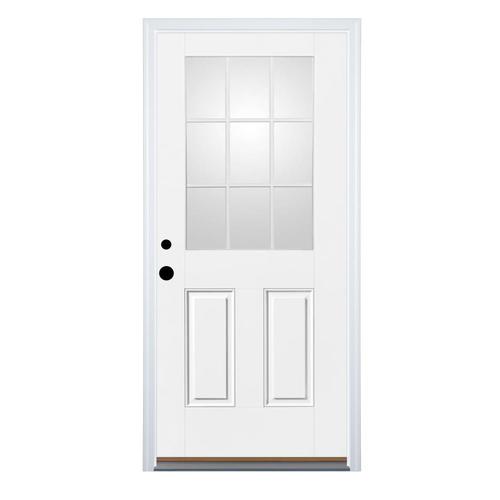 Therma Tru Benchmark Doors 2 Panel Insulating Core 9 Lite Right Hand Inswing Fiberglass Unfinished Prehung Entry Door Common 32 In X 80 In Actual