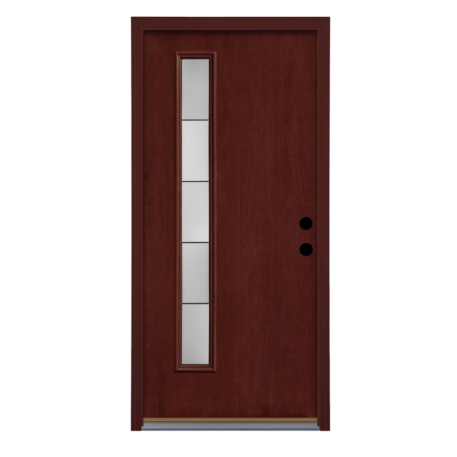 ThermaTru Axis Pulse Lite Decorative Glass RightHand Outswing Mulberry Stained Fiberglass