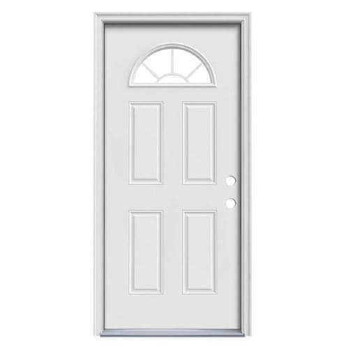 Sunburst 1 4 Lite Decorative Glass Left Hand Inswing Ready To Paint Steel Prehung Entry Door With Insulating Core Common 32 In X 80 In Actual