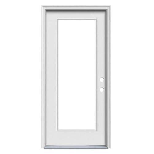 Therma Tru Benchmark Doors Full Lite Clear Glass Left Hand Inswing Ready To Paint Steel Prehung Entry Door With Insulating Core Common 36 In X