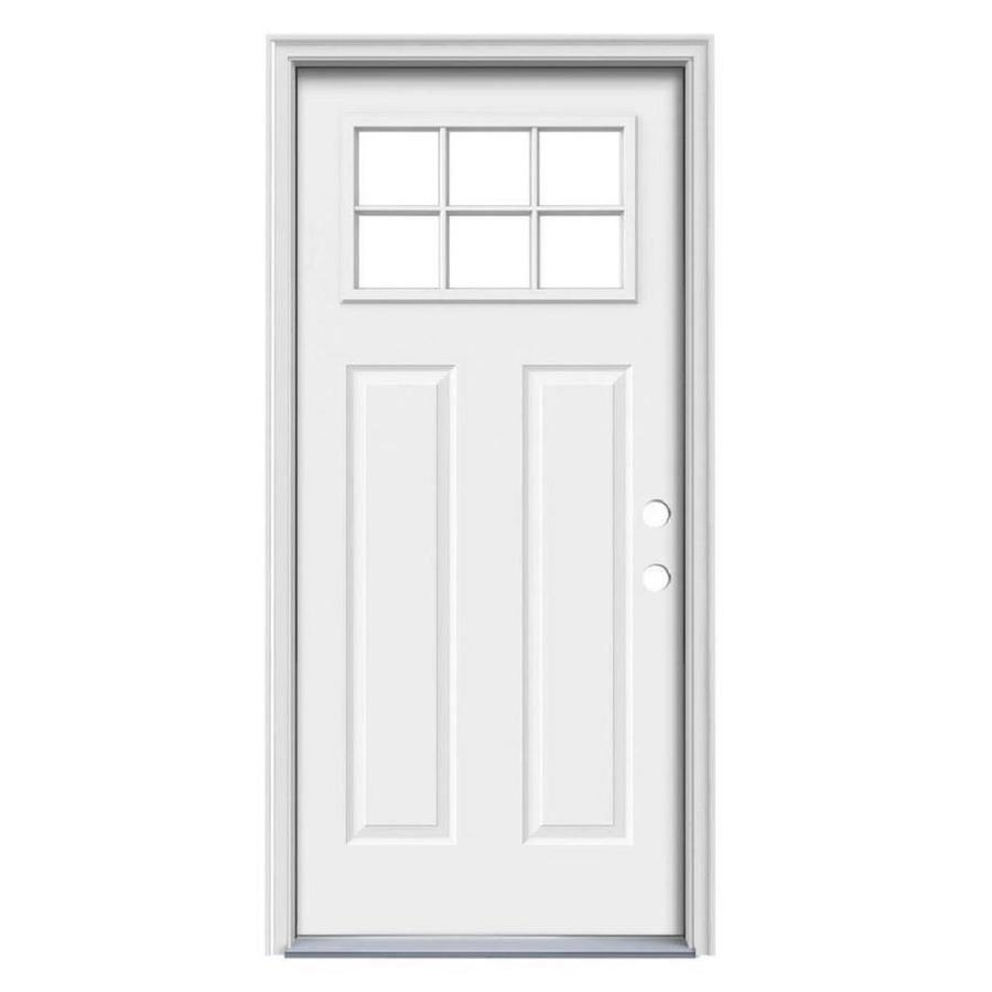 Craftsman Simulated Divided Light Left Hand Inswing Ready To Paint Steel Prehung Entry Door With Insulating Core Common 36 In X 80 In Actual