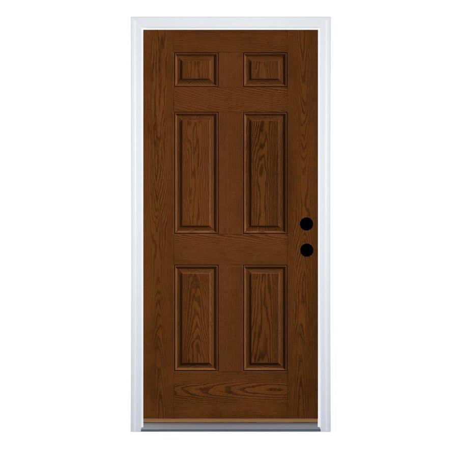 Therma-Tru Benchmark Doors Left-Hand Inswing Walnut Stained Fiberglass