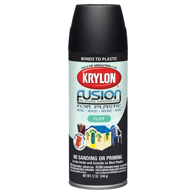 Krylon Flat Black Spray Paint And Primer In One Net Wt 12 Oz The Department At Com - Krylon Black Spray Paint For Glass