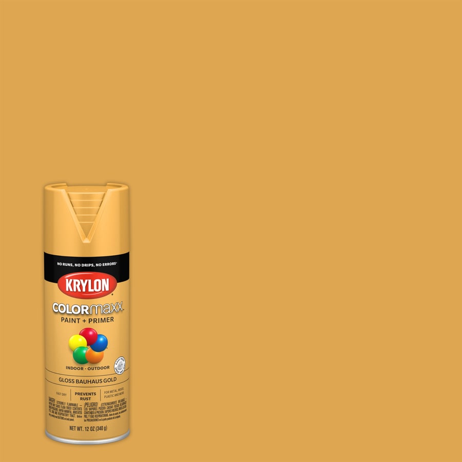 Krylon COLORmaxx Gloss Bauhaus Gold Spray Paint And Primer In One NET   724504055044 