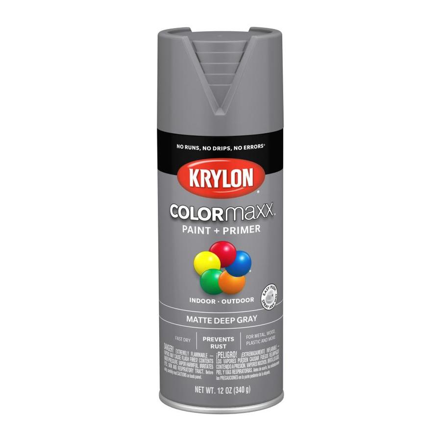 Krylon COLORmaxx Matte Deep Gray Spray Paint and Primer In One (NET WT ...
