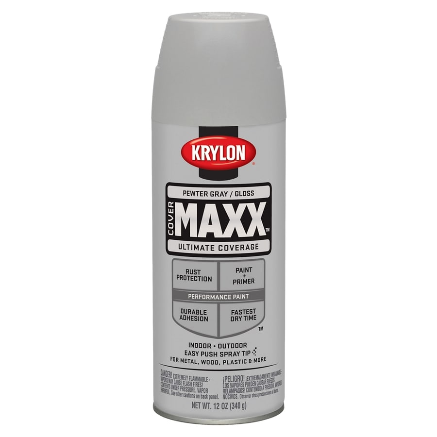 Krylon CoverMaxx Gloss Pewter Gray Spray Paint And Primer In One   724504091325 