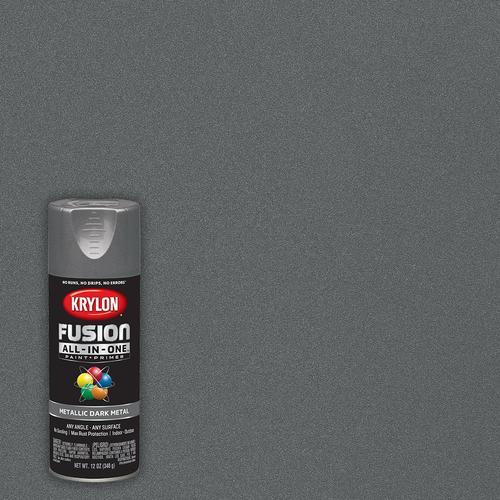 Krylon FUSION ALL-IN-ONE Satin Dark Metal Metallic Spray Paint and ...