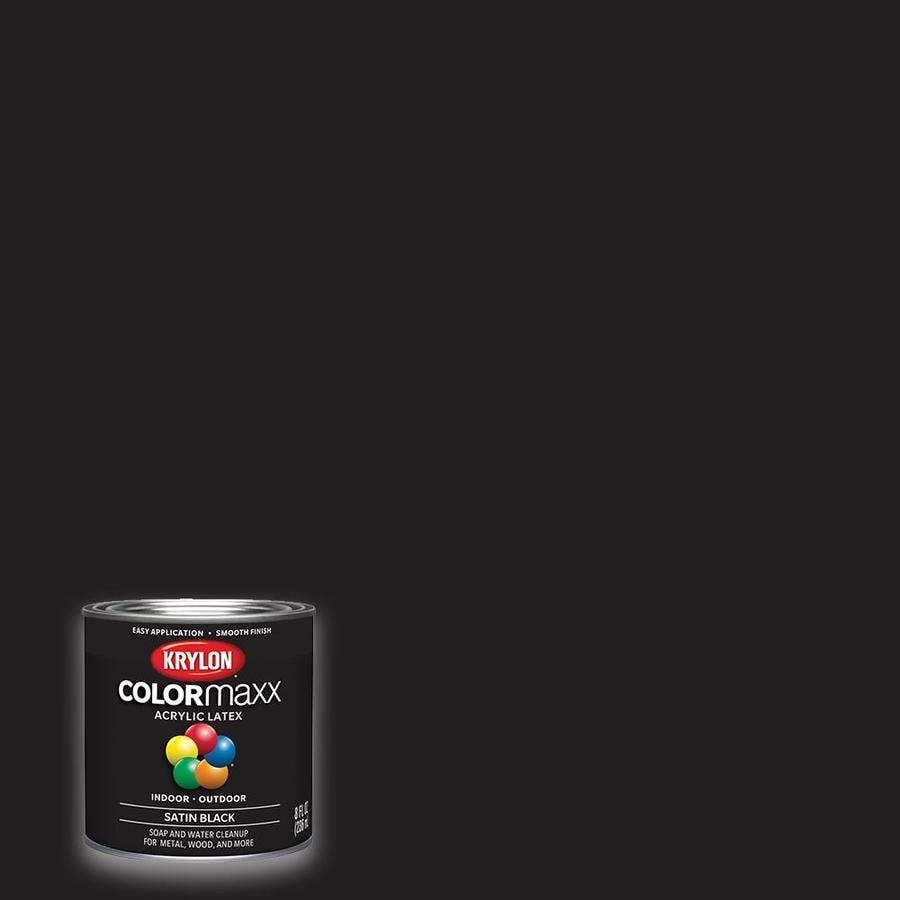 Krylon Satin Colormaxx Black Latex Enamel Interior Exterior Paint Actual Net Contents 8 Fl Oz