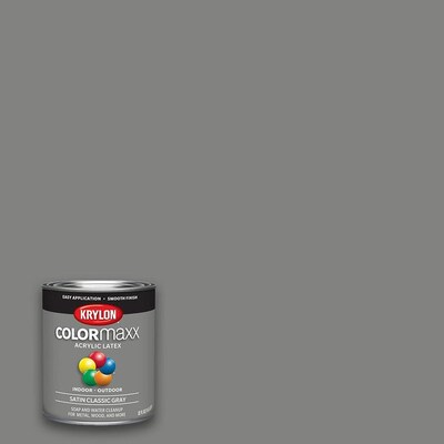 Satin Colormaxx Classic Gray Enamel Interior Exterior Paint Actual Net Contents 32 Fl Oz