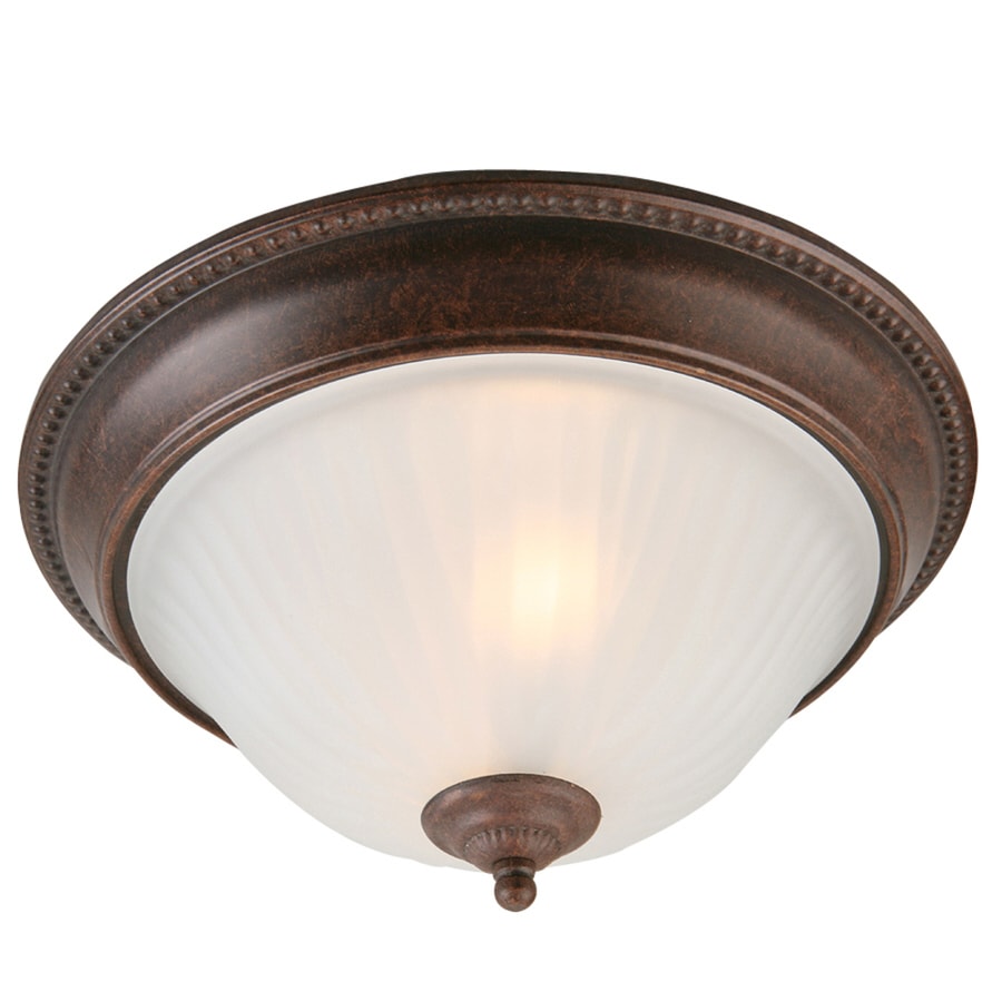 13 In Rustic Brown Traditional Flush Mount Light