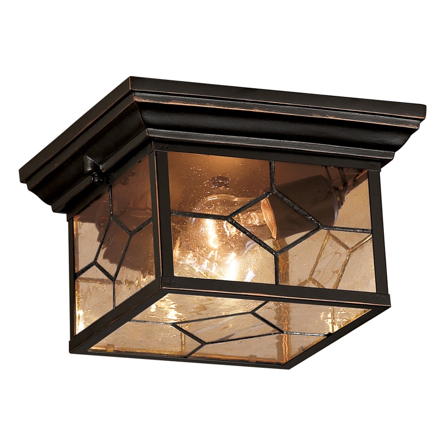 Shop Portfolio Litshire 9.05in W Oil Rubbed Bronze Outdoor FlushMount