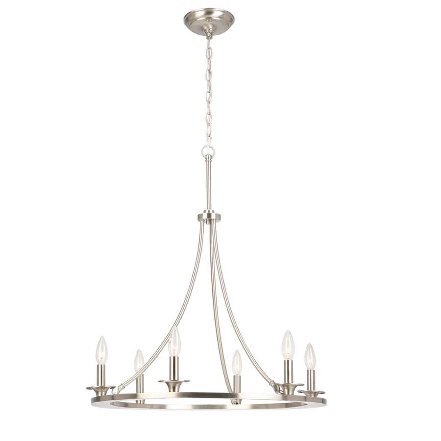 Allen Roth 6 Light Brushed Nickel Transitional Candle Chandelier