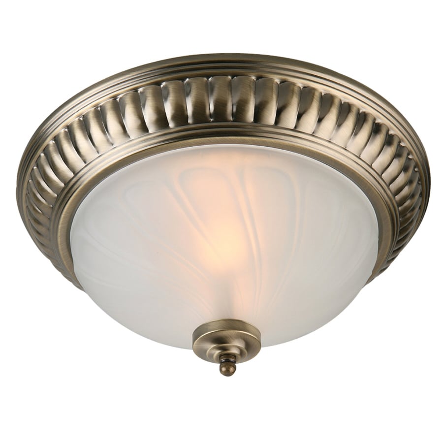 Portfolio 13.75-in Antique Brass Flush Mount Light at ...