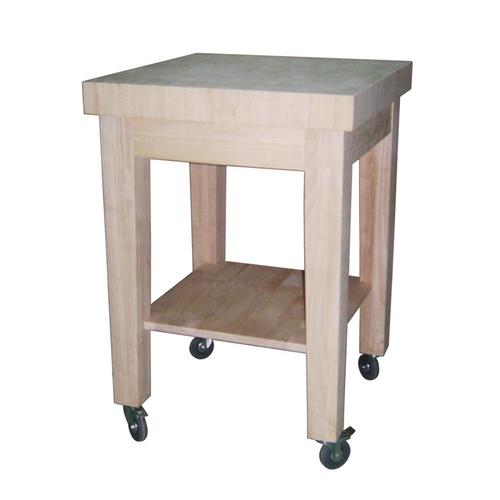International Concepts Brown Wood Base with Wood Butcher Block Top Prep