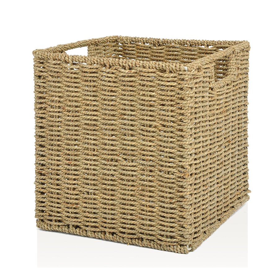 allen + roth SG120329 10.7-in W x 11-in H x 10.7-in D Natural Sea Grass Milk Crate