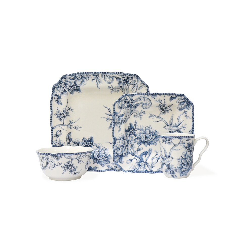 222 Fifth 16-Piece Blue Dinnerware in 