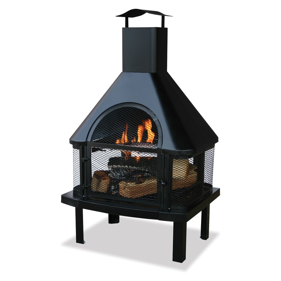 Black Steel Outdoor WoodBurning Fireplace at