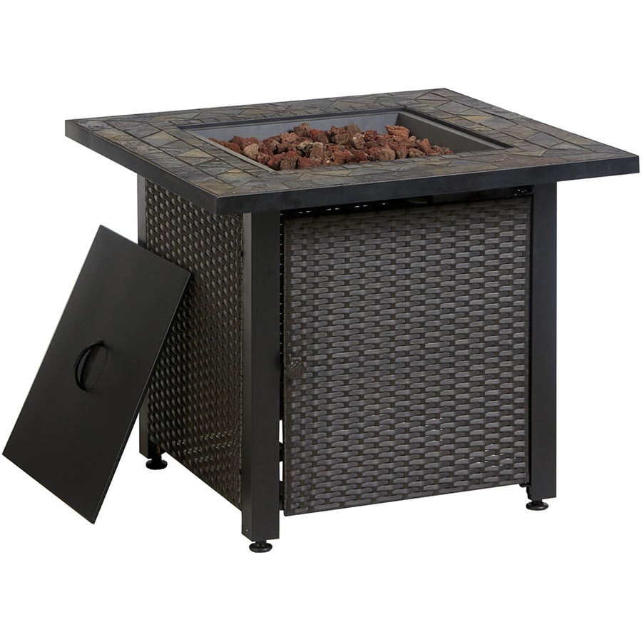 Garden Treasures Gt Sq Steel Wicker Gas Fire Table In The Gas Fire Pits Department At Lowes Com