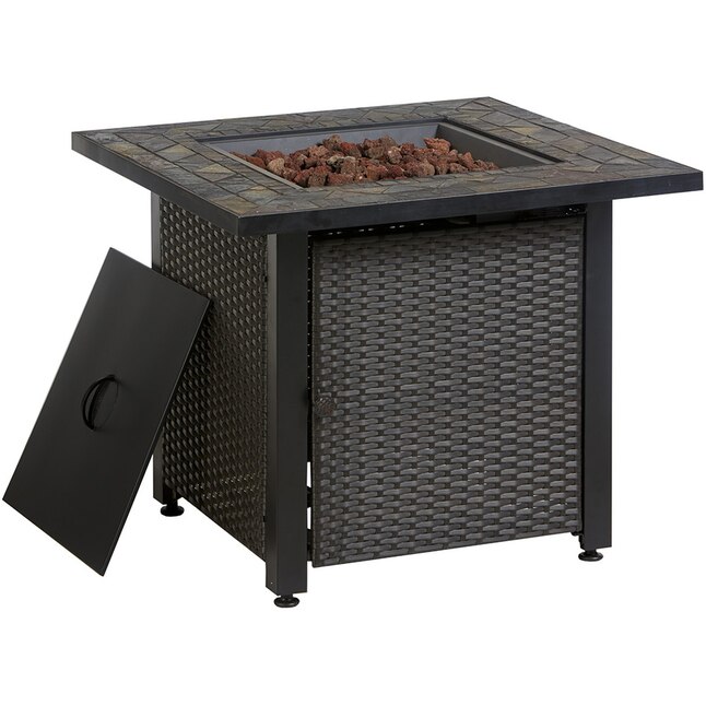 Brown Wicker Steel Propane Gas Fire Pit, Fire Pit Replacement Legs
