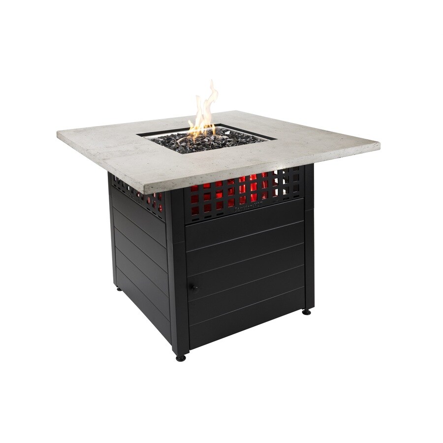 allen + roth DualHeat 40in W 30000BTU Black Steel Fire Table in the